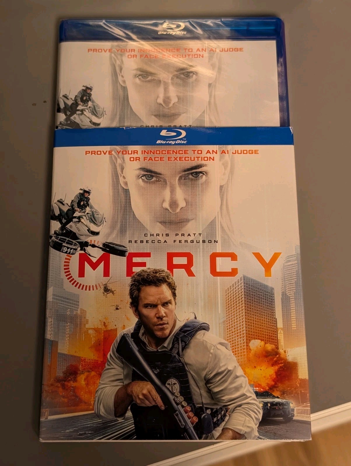 BRAND NEW & SEALED *MERCY* CHRIS PRATT W/SLIPCOVER BLU-RAY & DIGITAL CODE