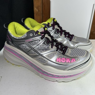Hoka One One Stinson 3 ATR Trail Running Shoes Women s Size 8 Gray/pink/green