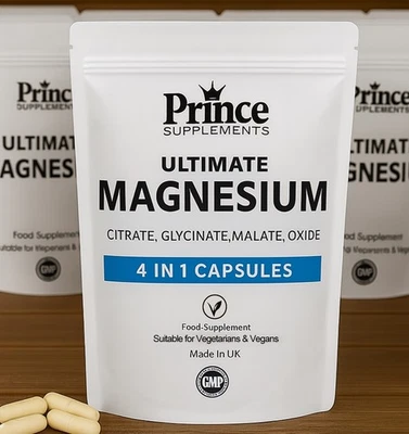 PRINCE SUPPLEMENTS MAGNESIUM GLYCINATE Complex 2000mg 4:1 concentrated formula , FATIGUE, BONES,