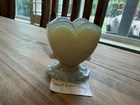 Degenhart Glass  Heart Sweetheart Toothpick Holder Mint Green Slag Vintage