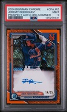 2024 Bowman Chrome Oragne Shimmer Auto Jeremy Rodriguez /25 PSA 9 Color Match