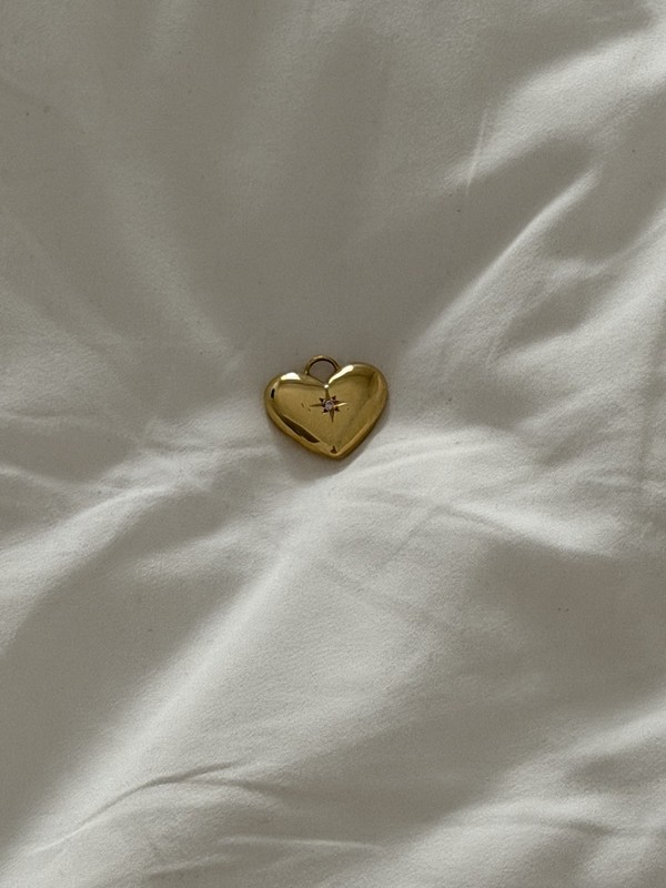22mm Gold Plated sterling silver Petite Heart Charm Pendant handmade hand set CZ