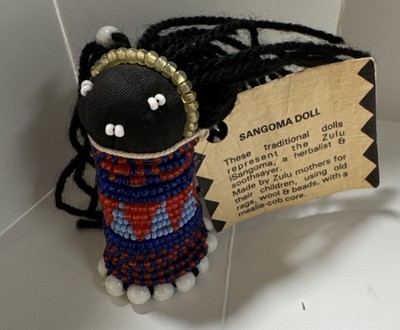Zulu Sangoma Doll South Africa Traditional Folk Art Hand Beaded Vintage 2.5 In
