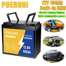 12V 100Ah LiFePO4 Lithium Battery Built-in BMS 100ah Deep Cycle For RV Off-grid