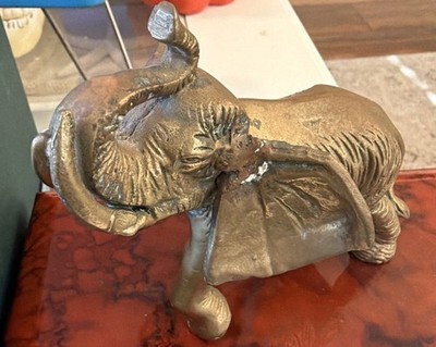 Vintage Ornate Brass Elephant Figure Statue Large Elephant Sculpture Very Heavy