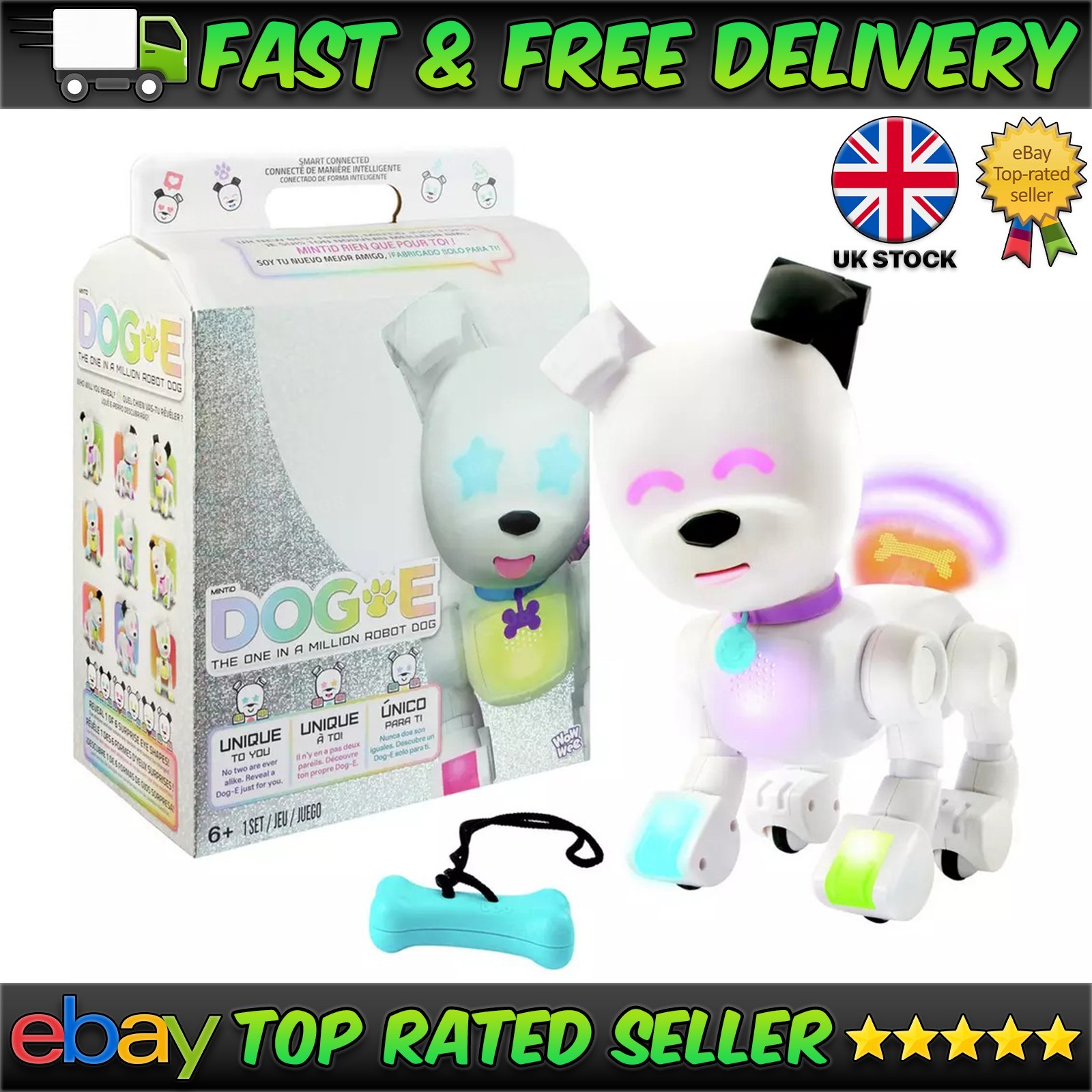 MINTiD Dog-E Interactive Robot Dog Toy Smart Pet App Connected 200+ Sounds LEDs