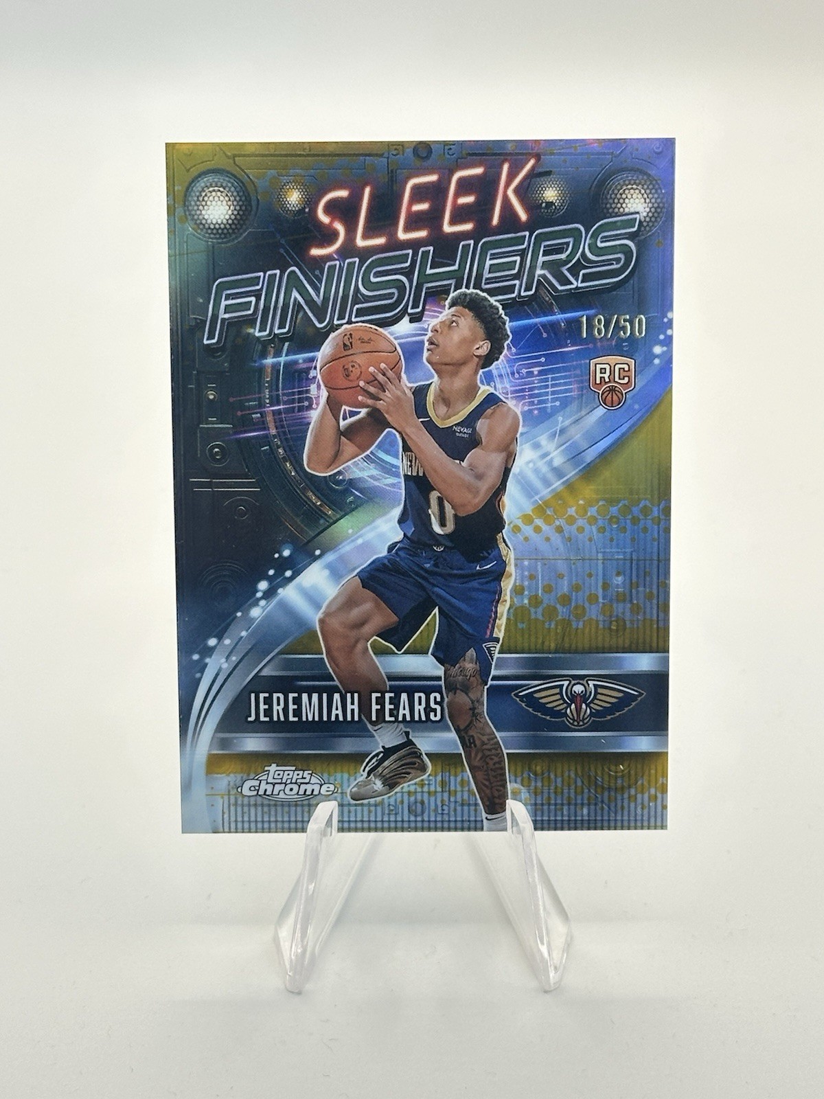 2025 Topps Chrome Basketball Jeremiah Fears Sleek Finishers Gold Refractor /50