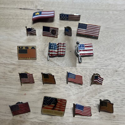 Vintage  Assorted U.S. Flags 17 Total Flags.