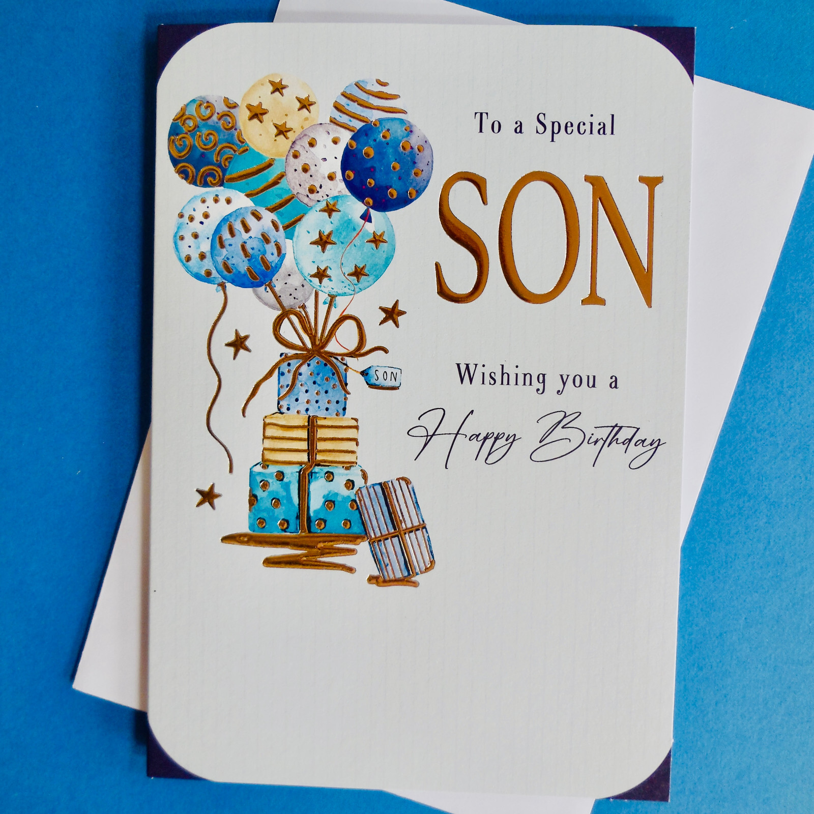 Son Birthday Card Special Verse  Adult Teenager Boy Teen Balloons Blue 9""x 6.25""