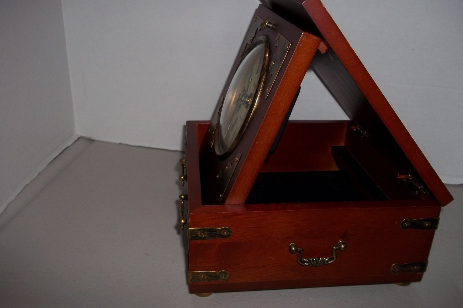 BulovaTabletop Clock in Wood and Brass Accent Treasure Box eBay