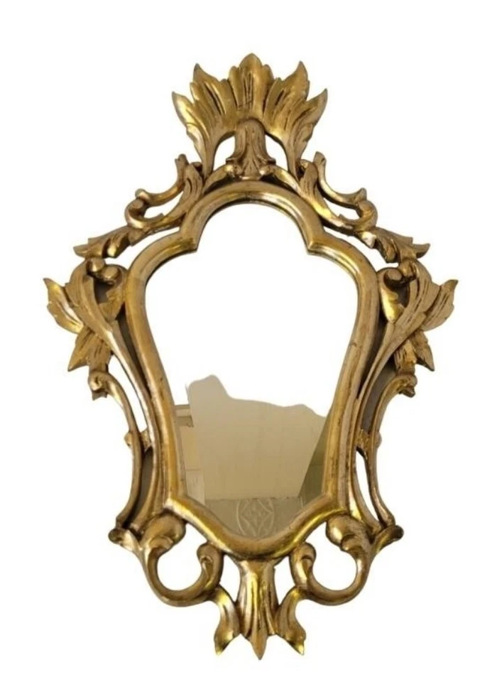 Antique Vintage Italian Gold Gilt Art Nouveau Gorgeous Glass Mirror 23W"x25L" - Image 4 of 4
