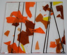 4111.00-5"x 5" CLEAR W/ AUTUMN FRACTURES  BLACK STREAMERS BULLSEYE GLASS 90 COE