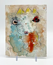 2006 Unknown Outsider Art Mixed Media Man Dance Signed SMALL Board Painting OAAK