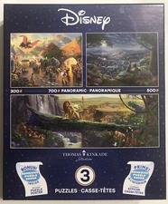 New Buffalo Disney 3 Puzzle Box Set *NIB* Bonus Adhesive Puzzle Saver Lion King