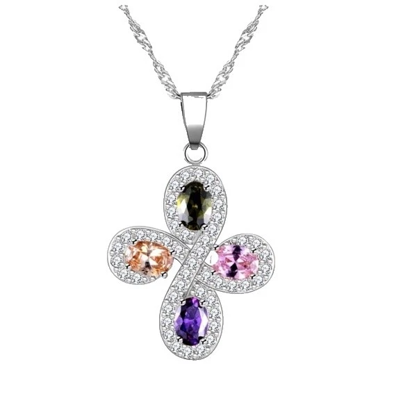 Модные ожерелья и кулоны с подвесками из хирургической стали с кристаллами