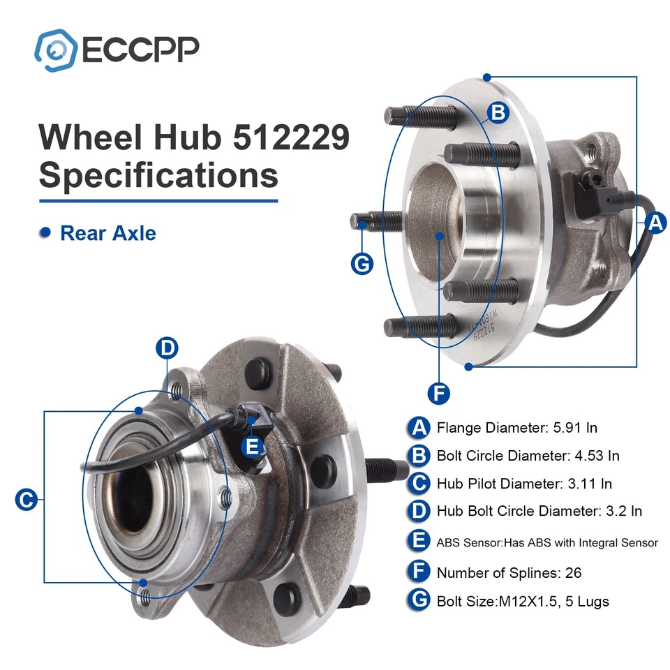 2P Wheel Hub Bearing Rear For Chevy Equinox 2005-2006 Saturn Vue 2002-2007 w/ABS - Image 2 of 4