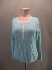 TALBOTS Size PM Womens Wool Angora Cashmere 1/2 Button Lightweight Sweater 439