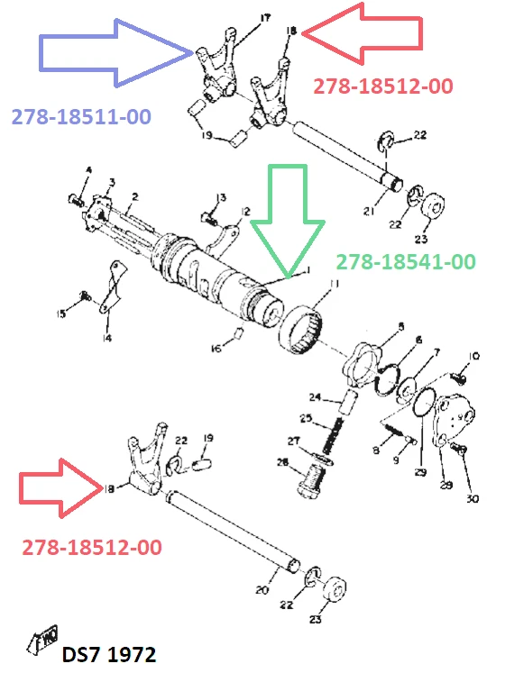 Yamaha DS7 R5 Gear Cam Shift Assy NOS R5B R5C Gear Shifter 278-18541-00 Foto 2 de 3