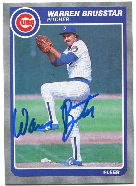 WARREN BRUSSTAR signed 1985 Fleer Card #51 Card Chicago Cubs WS COA