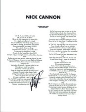 Nick Cannon Signed Autographed "Gigilo" Lyric Sheet COA VD