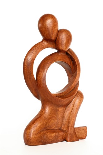 12'' Hand-Carved Wooden Sculpture "Together Forever" Abstract Decor Gift Art - Picture 2 of 4
