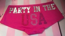 NWT VICTORIA'S SECRET PINK SMALL PARTY IN THE USA VINTAGE RARE BOYSHORT PANTIES