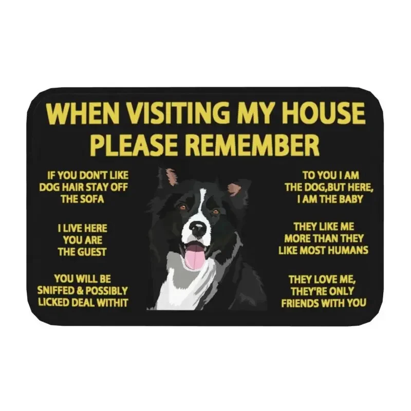 Custom Border Collie Doormat Non-Slip Entrance Floor Mat for Pets and Dogs