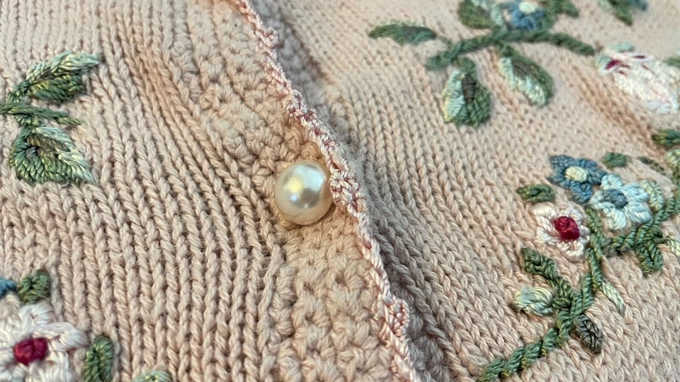 Blusa De Colección Años 90 Rosa Floral Bordada Manga Corta Coqueta Delicada Para Mujer’s L Foto 4 de 4