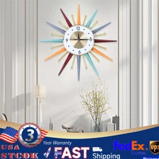 Modern Wall Clock Starburst Ball Clock Colorful MidCentury Home Kitchen Decor