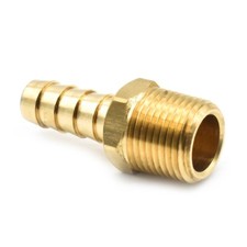 Brass Hose Barb Fitting, Connector, 3/8" Barb X 3/8" NPT Male End - FM66