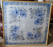 Vintage Jim Thomspon Silk Scarf 33"x33" Signed Framed Wall Hang Decorative Nice