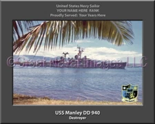 USS Manley DD 940 Personalized Canvas Ship Photo 2 Print Navy Veteran Gift