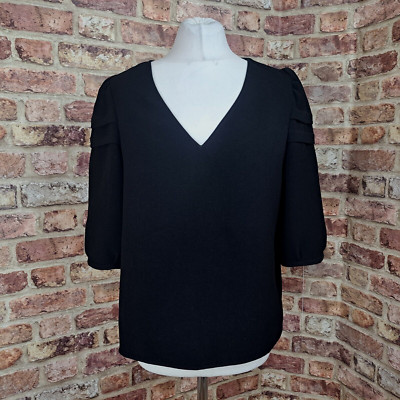 BA&SH Bash Top schwarz Größe 2 Medium 12 schwarz V-Ausschnitt locker Halbarm Baumwolle Palo