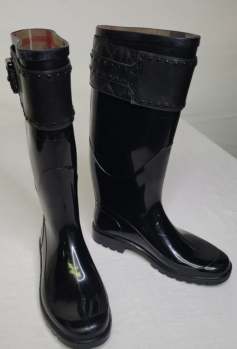 Louis Vuitton Black Rubber Studded Rain Boots Size 38