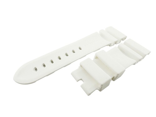 White 24 26mm Rubber Silicone Diving Strap Band fit PANERAI OFFICINE Watch - Picture 5 of 10