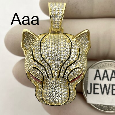925 massiv Sterling Silber Zirkonia Tiger Gesicht Anhänger