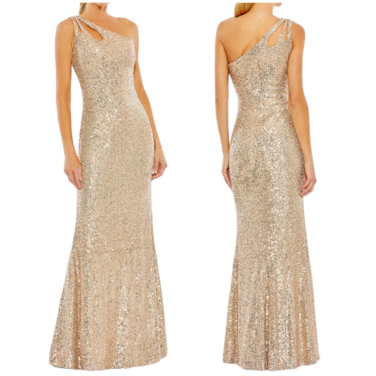 【MAC DUGGAL】関税込★ワンショルガウンドレス Mac Duggal NWT Sequined Strappy One Shoulder Column Gown