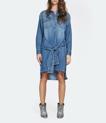 NWT Current/Elliott Twist High Low Denim Dress in Howland Size 0, 1, 2 $258