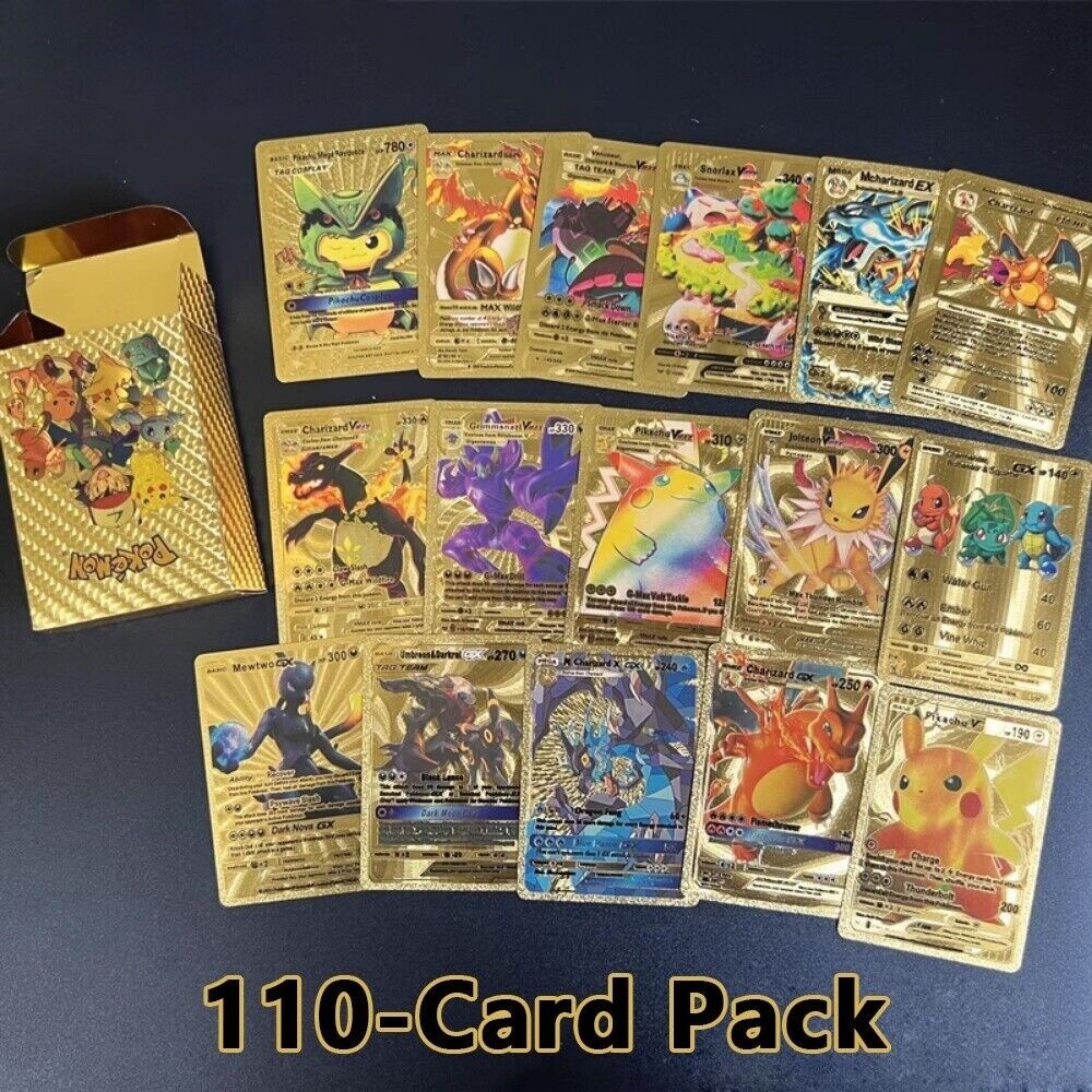 Pokemon Card Foil GOLD PACK 110 Cards TCG GX Vmax Charizard Rare