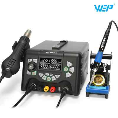 WEP 853D 5A-II 3-in-1 Soldering Hot Air Rework DC Power Supply Station 30V LED