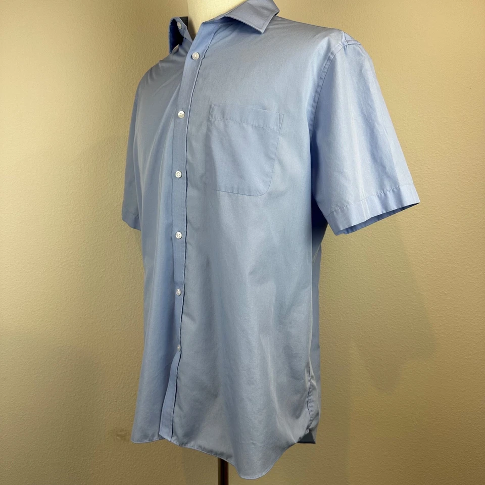 Camisa de vestir azul claro manga corta 17,5 con bolsillo MARK & SPENCER para hombre Foto 4 de 4
