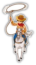 Cowboy Horse Rider Cartoon Car Bumper Sticker Decal 3'' x 6''