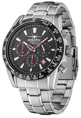 FIREFOX SKY COMMANDER Edelstahl Chronograph Herrenuhr FFS23-102 schwarz 10 ATM