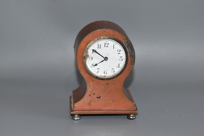 Tischuhr kleiner Wecker mechanisch Blech antik alt 9,5 cm Fach #A2