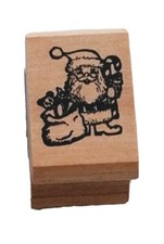 Small Santa Claus Wood Rubber Stamp Santa Bag Toys Christmas Holiday Rubber Stam