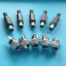 5 PAIR 12V 2.5 x 5.5MM Male Female Socket Panel Jack Plug DC Power Connector