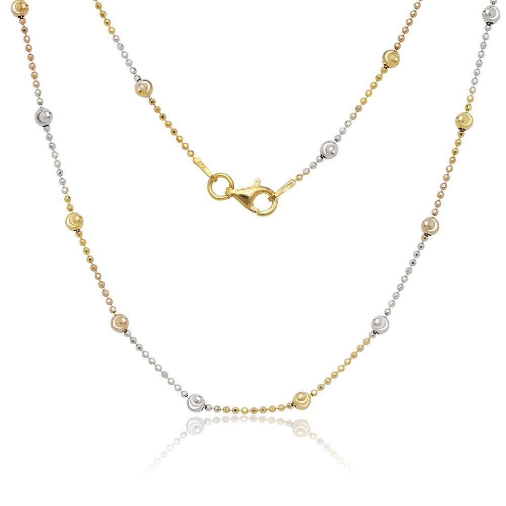 Звенья Итальянской женской цепочки из бисера, серебро 3,2 мм, D-C Moon с бусинами