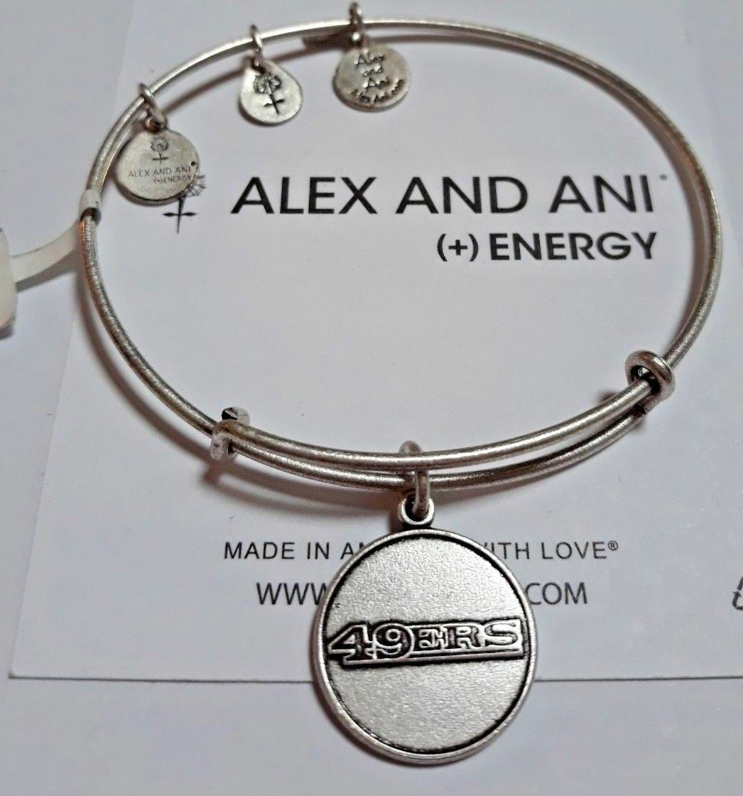 NEW NWT Alex and Ani NFL 49ERS San Francisco Logo Football Silver Bracelet