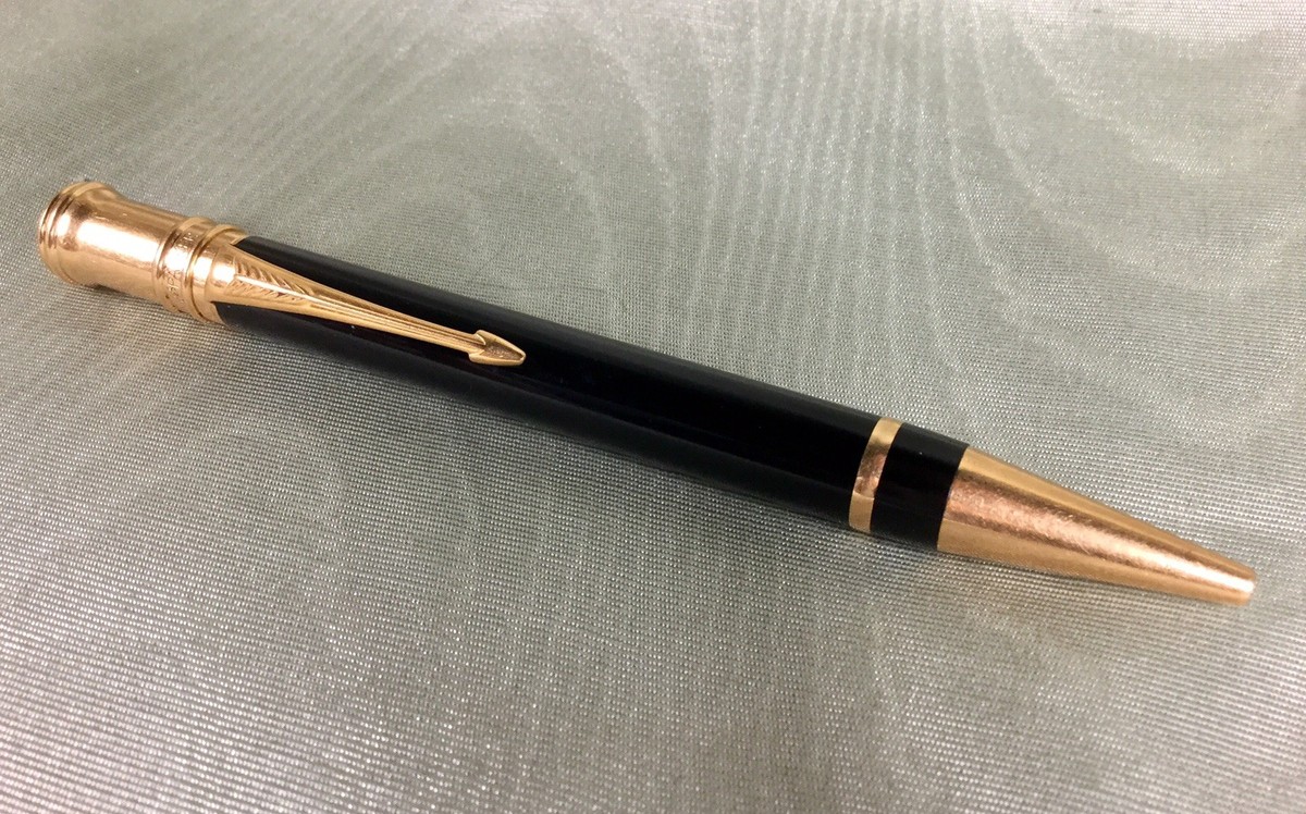 Parker Duofold Black Ballpoint Pen GT Used UK