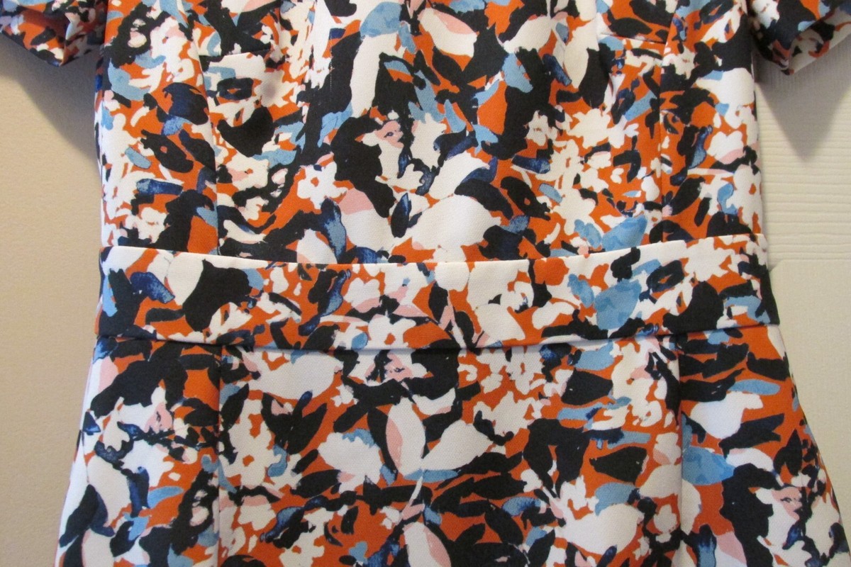 Robe Bodycon French Connection - Orange/bleu/noir, Taille 10, Stretch, Longueur Genou